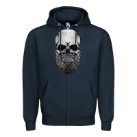Navy creepy bald and bearded skull for halloween & skeletons fans t shirt Zipper Hoodie - baoMotion