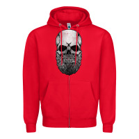 Red creepy bald and bearded skull for halloween & skeletons fans t shirt Zipper Hoodie - baoMotion