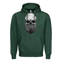 Sports Green creepy bald and bearded skull for halloween & skeletons fans t shirt Zipper Hoodie - baoMotion
