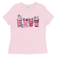 Bubblegum Pink Breast Cancer Coffee Cups Ladies Tee - FaDigitalArtStudio