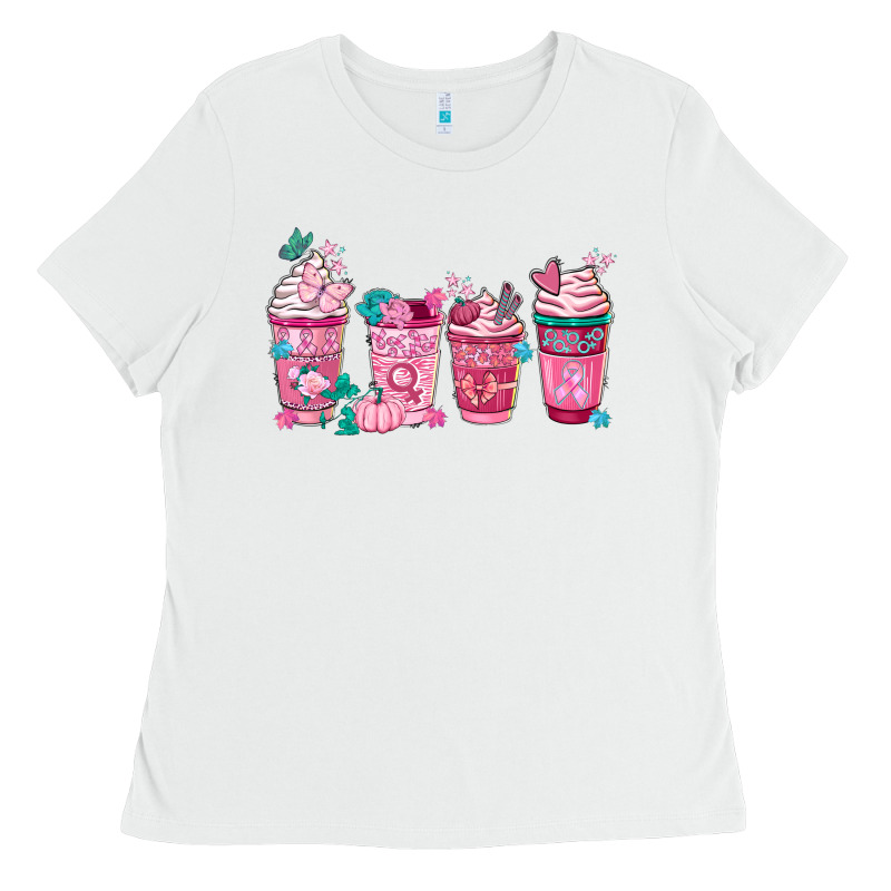 Breast Cancer Coffee Cups Ladies Tee by FaDigitalArtStudio | Teevron