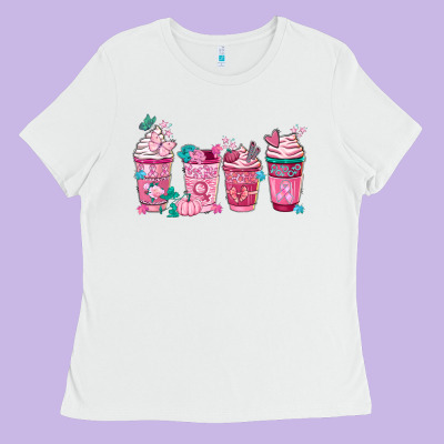Breast Cancer Coffee Cups Ladies Tee Designed By Fadigitalartstudio