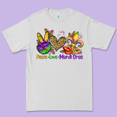 Peace Love Mardi Gras Olivia Premium Tee Designed By Oliviacreatesart