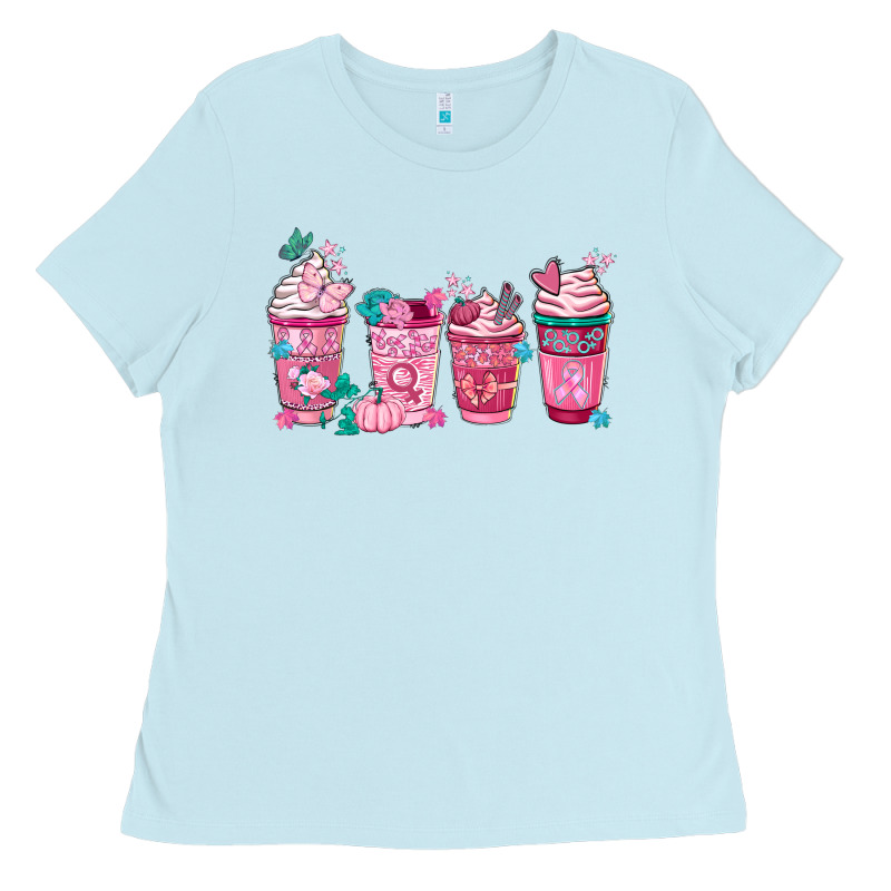 Breast Cancer Coffee Cups Ladies Tee by FaDigitalArtStudio | Teevron