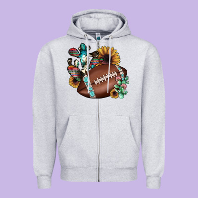 Football Cactus Sunflower Zipper Hoodie Designed By Jahusdesignshop
