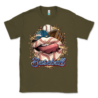 Army Green Baseball lips Classic Tee - HowdyJamesFarm