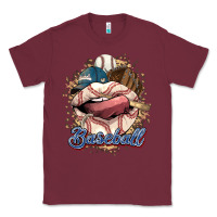 Burgundy Baseball lips Classic Tee - HowdyJamesFarm