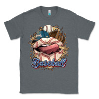 Charcoal Heather Baseball lips Classic Tee - HowdyJamesFarm
