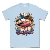 Dusty Blue Baseball lips Classic Tee - HowdyJamesFarm