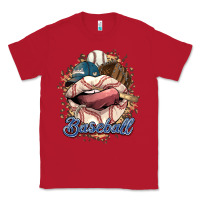 Red Baseball lips Classic Tee - HowdyJamesFarm
