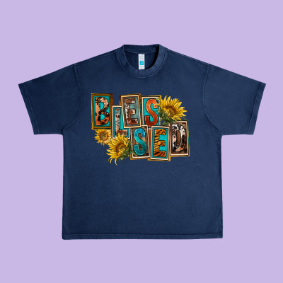 Western Blessed Urban Heavy Tee Designed By Fadigitalartstudio
