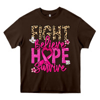 Chocolate Brown Fight believe hope survive Cancer Awareness Heavy Core Tee - HowdyJamesFarm