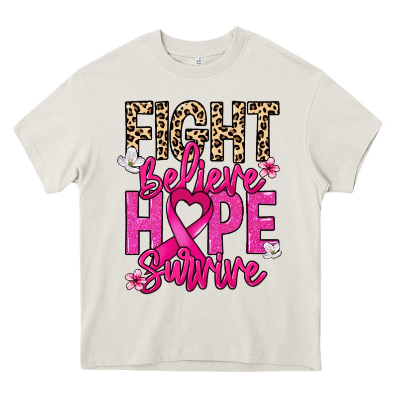 Fight Believe Hope Survive Cancer Awareness Heavy Core Tee by HowdyJamesFarm | Teevron