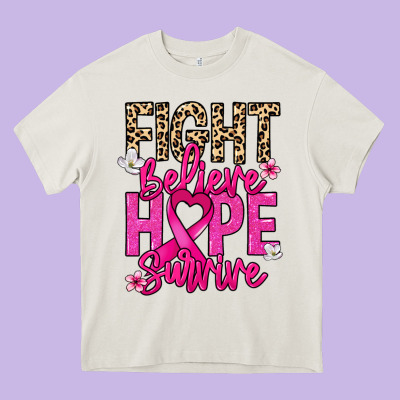 Fight Believe Hope Survive Cancer Awareness Heavy Core Tee Designed By Howdyjamesfarm