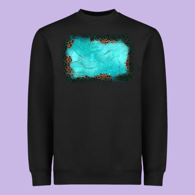 Gemstone Turquoise Leopard Background Heavyweight Sweatshirt Designed By Jahusdesignshop