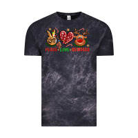 Cloud Black Peace Love Reindeer Christmas Vintage Tee - BundleAndBundleShop