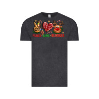 Vintage Black Peace Love Reindeer Christmas Vintage Tee - BundleAndBundleShop