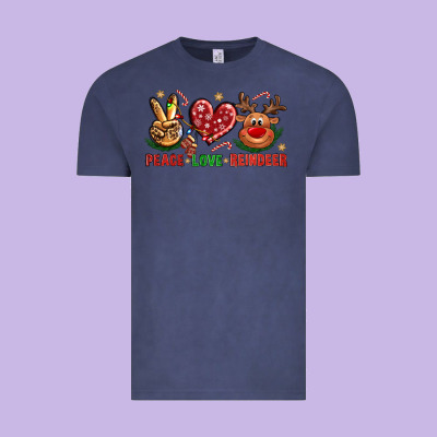 Peace Love Reindeer Christmas Vintage Tee Designed By Bundleandbundleshop