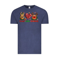 Vintage Denim Peace Love Reindeer Christmas Vintage Tee - BundleAndBundleShop
