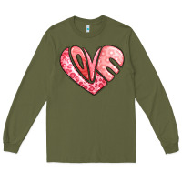 Army Green heart shaped love valentine's day Long Sleeve Tee - LillyAllenDesigns