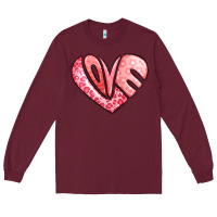 Burgundy heart shaped love valentine's day Long Sleeve Tee - LillyAllenDesigns