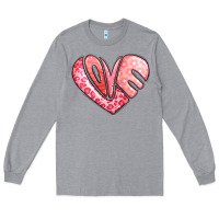 Heather Grey heart shaped love valentine's day Long Sleeve Tee - LillyAllenDesigns