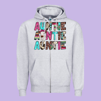 Auntie Heifer Cactus Zipper Hoodie Designed By Jahusdesignshop