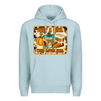 Blue Mist just a girl who loves fall cowhide background Premium Hoodie - Jasminsmagicworld