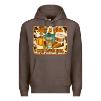 Coffee just a girl who loves fall cowhide background Premium Hoodie - Jasminsmagicworld