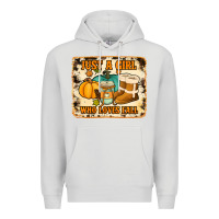 Dove Grey just a girl who loves fall cowhide background Premium Hoodie - Jasminsmagicworld
