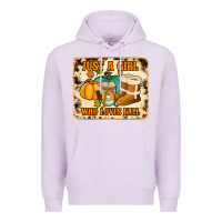 Lilac just a girl who loves fall cowhide background Premium Hoodie - Jasminsmagicworld