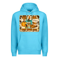 Ocean Blue just a girl who loves fall cowhide background Premium Hoodie - Jasminsmagicworld