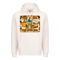 Pale Pink just a girl who loves fall cowhide background Premium Hoodie - Jasminsmagicworld