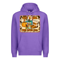 Purple just a girl who loves fall cowhide background Premium Hoodie - Jasminsmagicworld