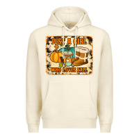 Sandshell just a girl who loves fall cowhide background Premium Hoodie - Jasminsmagicworld