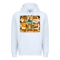 White just a girl who loves fall cowhide background Premium Hoodie - Jasminsmagicworld