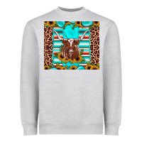 Heather Grey texas longhorn sunflower gemstone Heavyweight Sweatshirt - JahusDesignShop