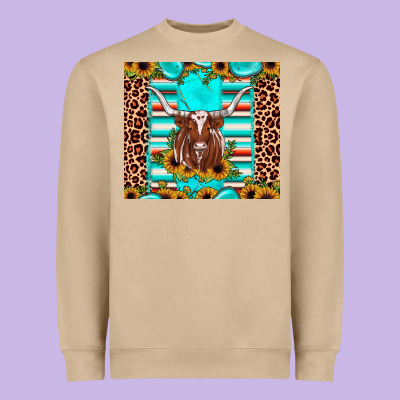 Texas Longhorn Sunflower Gemstone Heavyweight Sweatshirt Designed By Jahusdesignshop