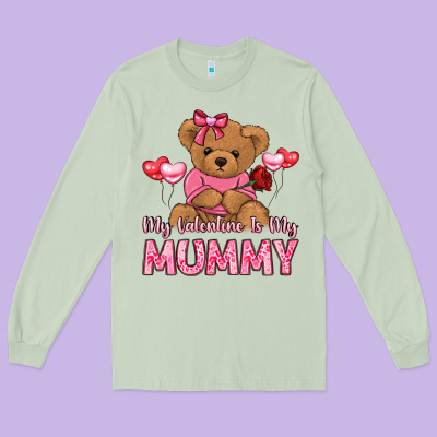 My Valentine Is My Mummy Long Sleeve Tee Designed By Lillyallendesigns