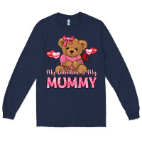 Navy my valentine is my mummy Long Sleeve Tee - LillyAllenDesigns