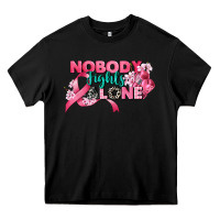 Black nobody fights alone cancer awareness Heavy Core Tee - CowGirlArtShop