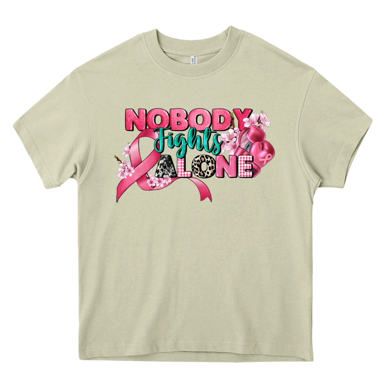 Nobody Fights Alone Cancer Awareness Heavy Core Tee by CowGirlArtShop | Teevron