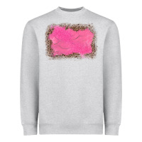 Heather Grey gemstone pink leopard background Heavyweight Sweatshirt - JahusDesignShop