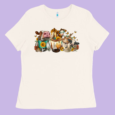 Cows And Coffee Ladies Tee Designed By Fadigitalartstudio