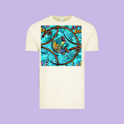 Lake Babe And Fish With Camouflage Seamless Pattern Vintage Tee Designed By Bundleandbundleshop