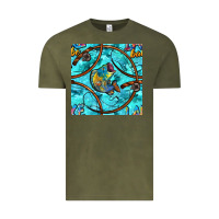 Vintage Olive Lake Babe And Fish With Camouflage Seamless Pattern Vintage Tee - BundleAndBundleShop