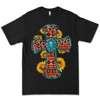 Black gemstone sunflower leopard cross Premium Tee - OliviaCreatesArt