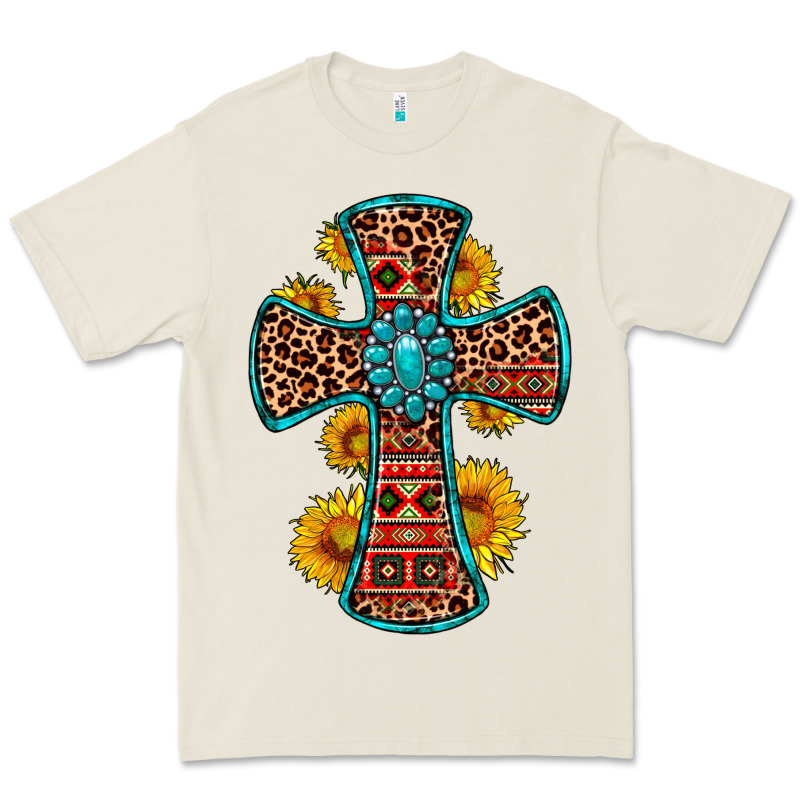 Gemstone Sunflower Leopard Cross Premium Tee by OliviaCreatesArt | Teevron