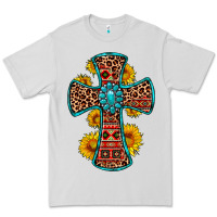 Dove Grey gemstone sunflower leopard cross Premium Tee - OliviaCreatesArt