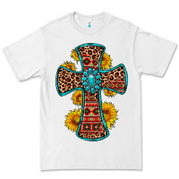 White gemstone sunflower leopard cross Premium Tee - OliviaCreatesArt